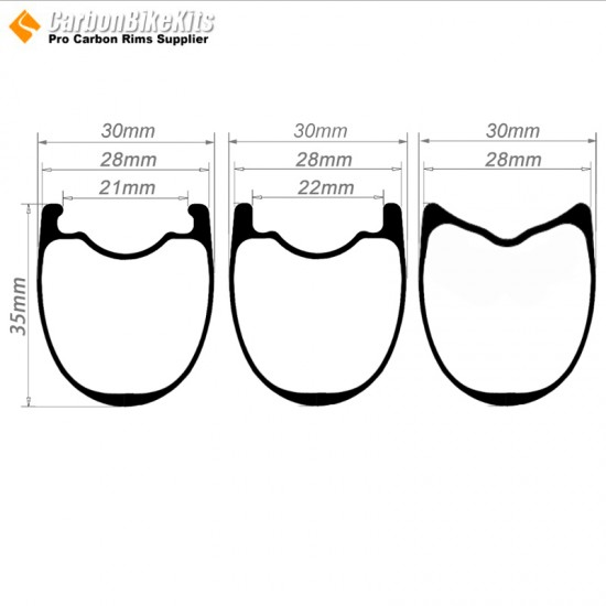 [ULTRALIGHT] 700C 35x28mm  Carbon Tubeless Hooked/Hookless / Tubular Road Bike Rim